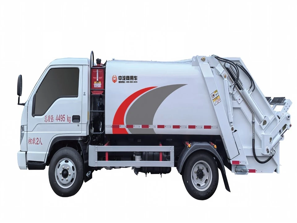 Compactor-type Refuse Collection Vehicle With Blue License Plate